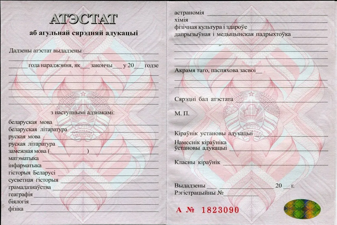 Аттестат Беларуси нового образца за 11 классов в Челябинске